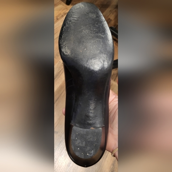 Vintage Dr. Locke Peep Toe Bow Detail Black Heel Made In USA Size 9 Narrow - Picture 4 of 11